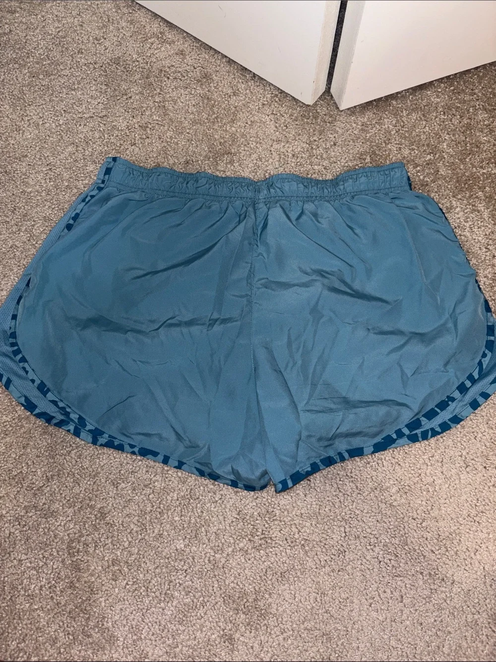 Nike Women's Teal Blue Athletic Running Shorts with Contrast Trim